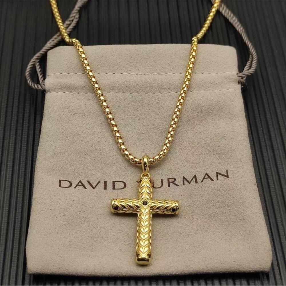 David Yurman Gold-Tone Cross Pendant Necklace